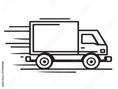 Stylish moving truck icon collection in minimal bold elegant line artwork
