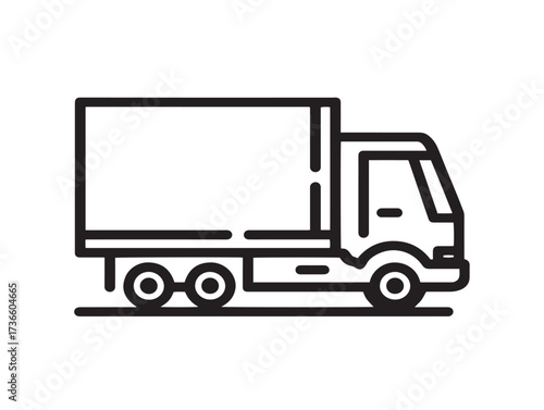 Minimalist moving truck icon in bold elegant stylish vector line design