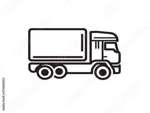 Cargo delivery truck icon in bold contemporary clean minimalist illustration