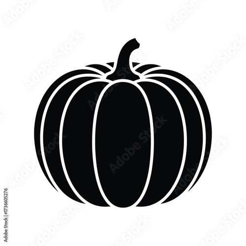 Simple black silhouette of a pumpkin with white outlines