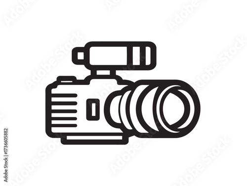 A modern minimalist line art icon for a secondary video recording