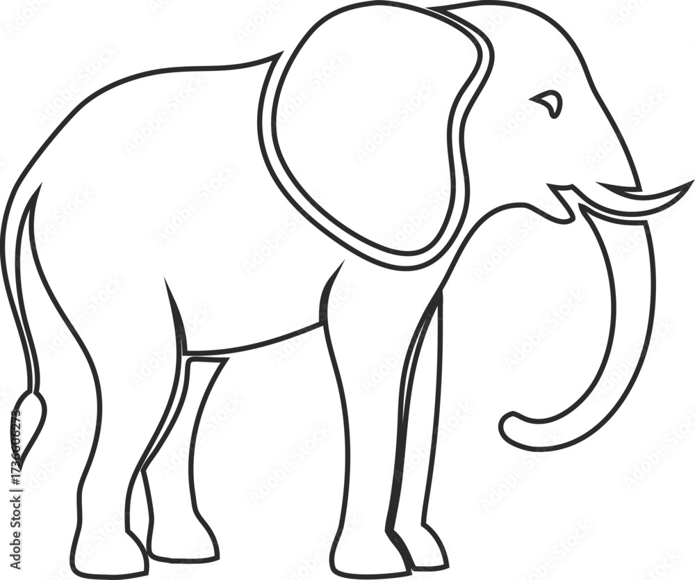 Obraz premium Elephant line icon in vector format. Clean and modern for zoo apps or safari branding.