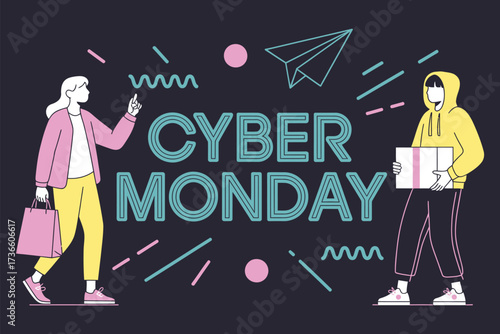 Cyber monday sale online shopping deals and offers vector