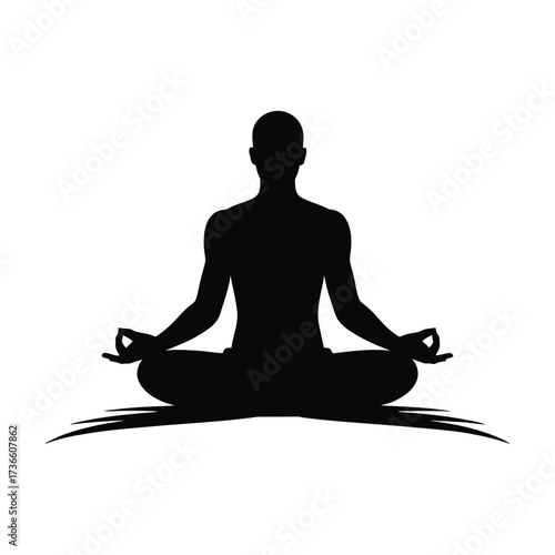 Silhouette of a Meditating Person Promoting Mindfulness, Relaxation, and Inner Peace