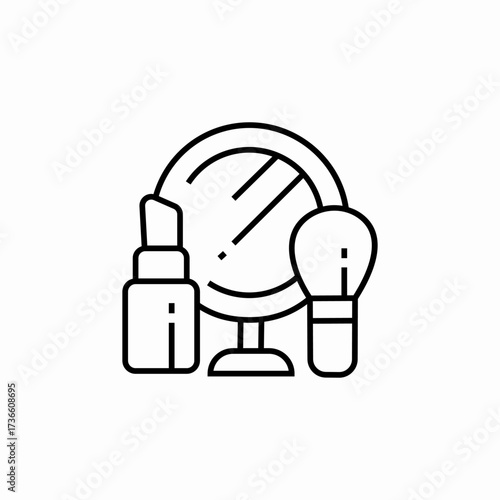 lipstick powder brush mirror icon sign vector