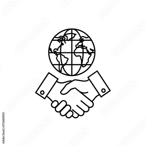 Wallpaper Mural Simple black and white illustration depicting global partnership through a handshake. Torontodigital.ca