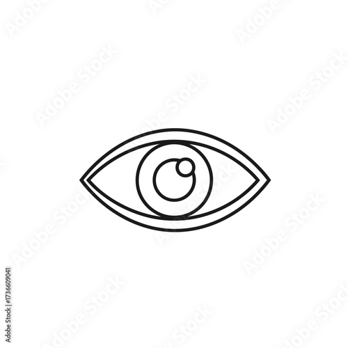 A minimalist, stylized line drawing of a human eye, showcasing its iris and pupil in a simple, graphic representation.
