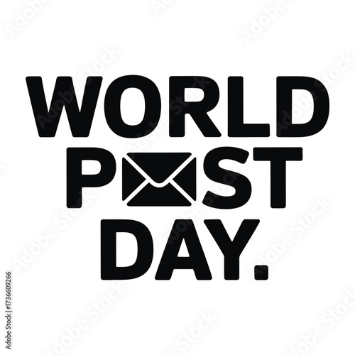 Bold Text Design Celebrating World Post Day with Envelope Image