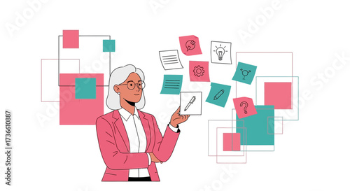 Businesswoman Presenting Creative Ideas And Concepts With Visual Elements