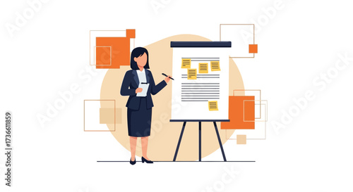Businesswoman Presenting Ideas On Board, Sharing Innovation and Solutions With Confidence