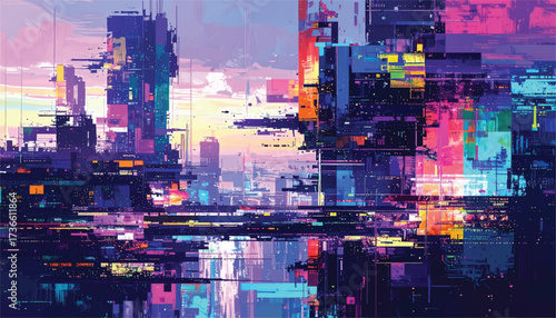Abstract Cityscape with Vibrant Colors