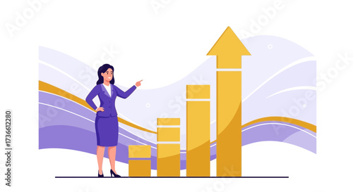 Businesswoman Presenting Upward Trend Of Financial Growth And Future Success
