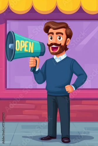 Man with Open Sign