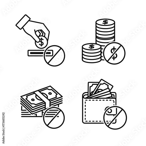 Illustrative depiction of financial transactions, emphasizing restrictions on various payment methods.