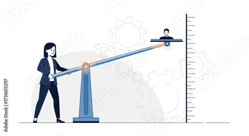 Businesswoman Uses Leverage To Achieve Goals And Measure Success In Workplace