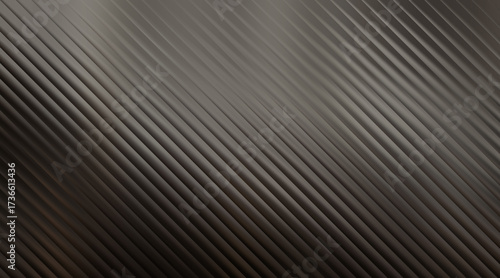 Metallic ribbed surface with diagonal lines and soft lighting, abstract background