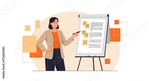 Businesswoman Leading Presentation at Whiteboard Displaying Ideas And Strategies For Workshop