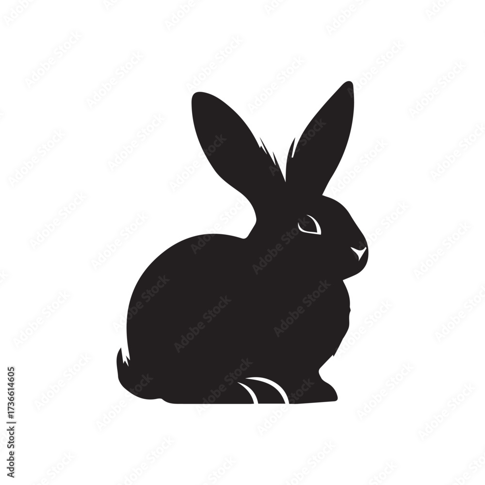 Obraz premium Rabbit silhouette vector black and white illustration on a white background