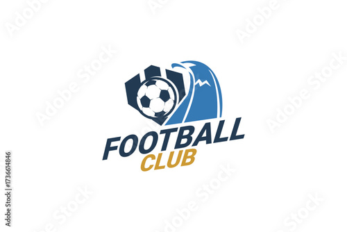Soccer Logo or football club sign Badge. Football logo with shield background vector design. Vector illustration. 