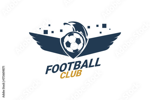 Soccer Logo or football club sign Badge. Football logo with shield background vector design. Vector illustration. 
