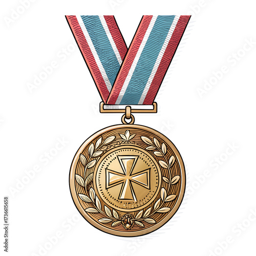 medal with ribbon isolated