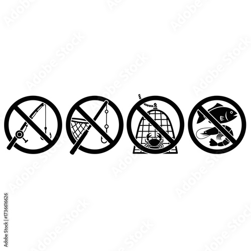 Prohibited fishing methods: rod, net, trap, and bait with fish.