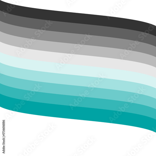 Abstract Wavy Aromantic Pride Flag Design with Grayscale and Teal Stripes