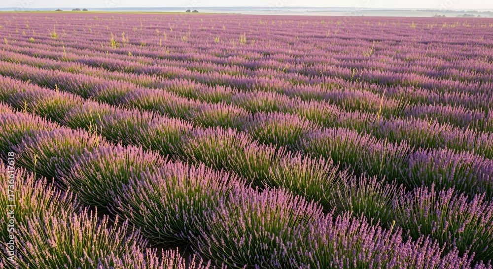 Fototapeta premium Lavender Field in Full Bloom with Rows of Purple Flowers