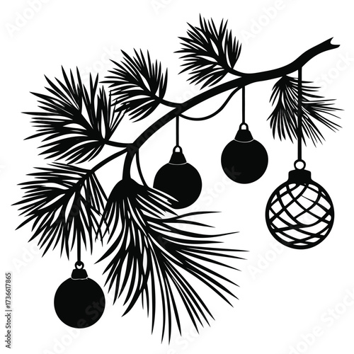 Elegant Christmas Ornaments on Pine Branch Design elegant christmas ornaments