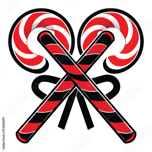Colorful Candy Canes Crossed Design for Holiday Cheer colorful candy