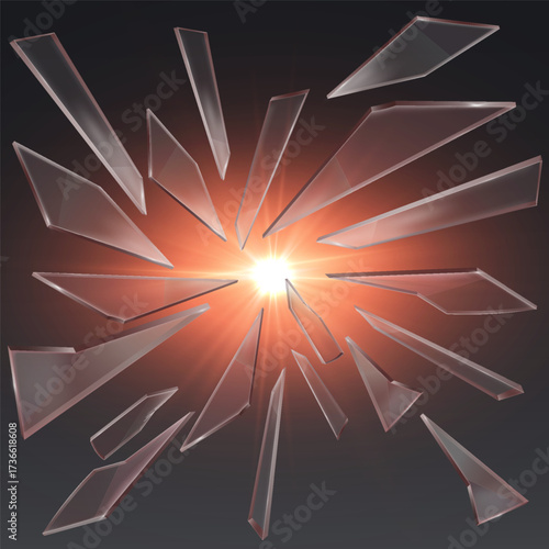 An explosion of glass and fragments, a flash of light and energy.