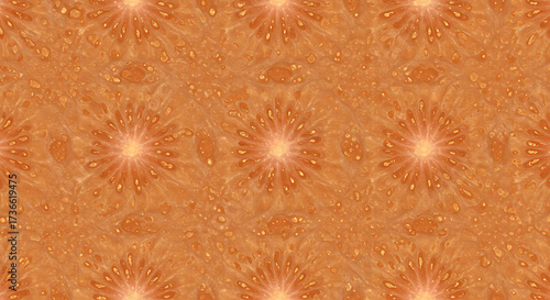 Abstract orange pattern with floral design and textured background