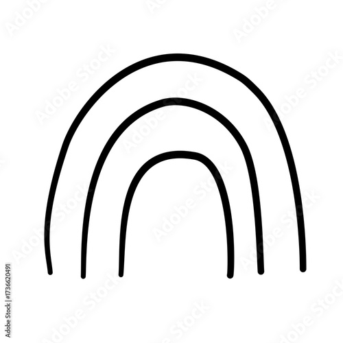 hand drawn boho rainbow with 3 4 simple arches baby shower line art doodle illustration hand drawn black and white outline sketch for invitations stickers patterns and crafts