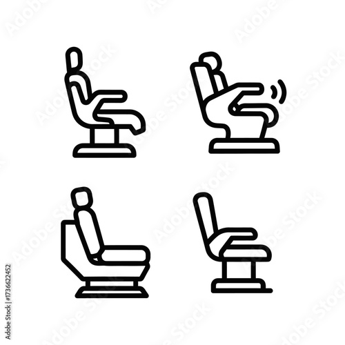 Four different chair icons in black and white.