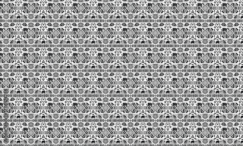 Black and white tribal elephant pattern seamless background.