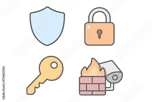 Security symbols representing protection, privacy and safety measures in digital environments