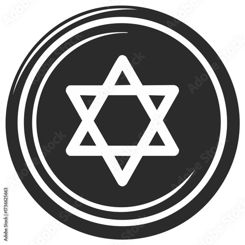 Minimalist Star of David symbol within concentric circles icon graphic