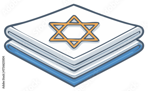 Jewish holy book stack with Star of David symbol cartoon illustration