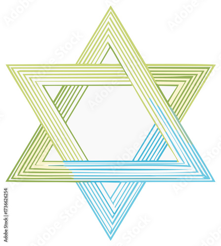 Stylized Star of David Illustration Geometric Design Symbolic Representation
