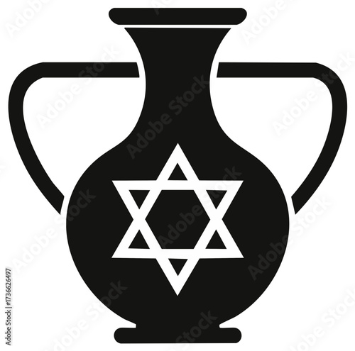 Ancient ceramic amphora with Star of David symbol on its surface symbolizing cultural heritage