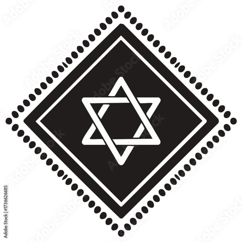 Geometric Star of David Emblem with Dot Border