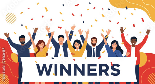 Celebrating Success In Teamwork: Joyful Winners Displaying Triumph And Achievement