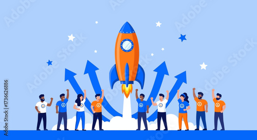 Celebrating The Successful Launch Of A New Project Or High-Tech Innovation