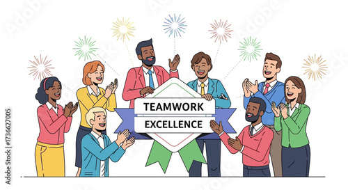 Celebrations, Applause, Collaboration, and Achievement Displayed by Diverse Business Colleagues