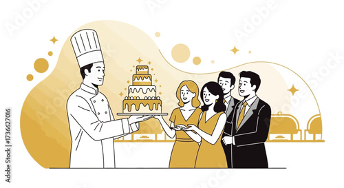 Celebration: Presenting A Delicious Cake To Excited Individuals During A Special Occasion