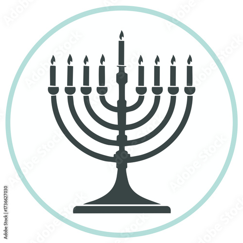 Simple Hanukkah Menorah Icon with Lit Candles for Jewish Holiday Celebrations
