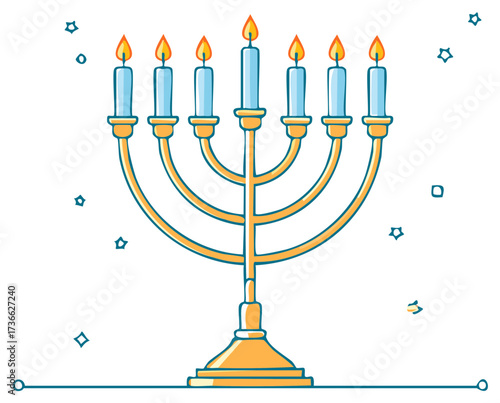 Hanukkah Menorah with Lit Candles Holiday Celebration Icon
