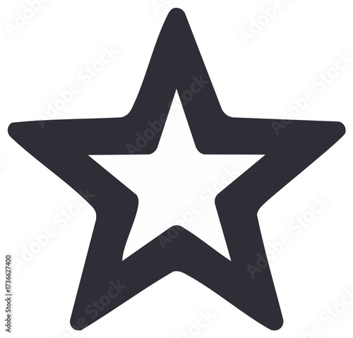 Elegant Outline Star Vector Graphic with Minimalist Modern Styling, Icon Symbol, Simple Design