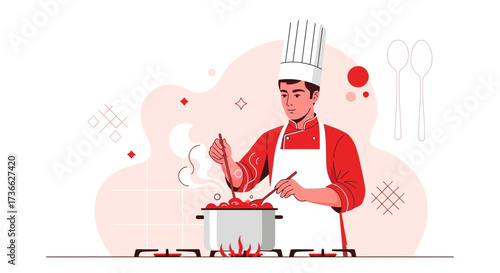 Chef Cooking Delicious Culinary Dish In A Professional Kitchen Environment