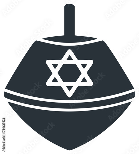 Illustration of a Dreidel with Star of David symbol for Hanukkah celebrations